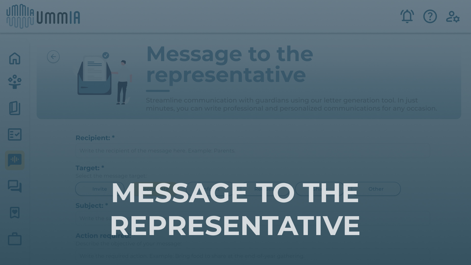Message to the representative